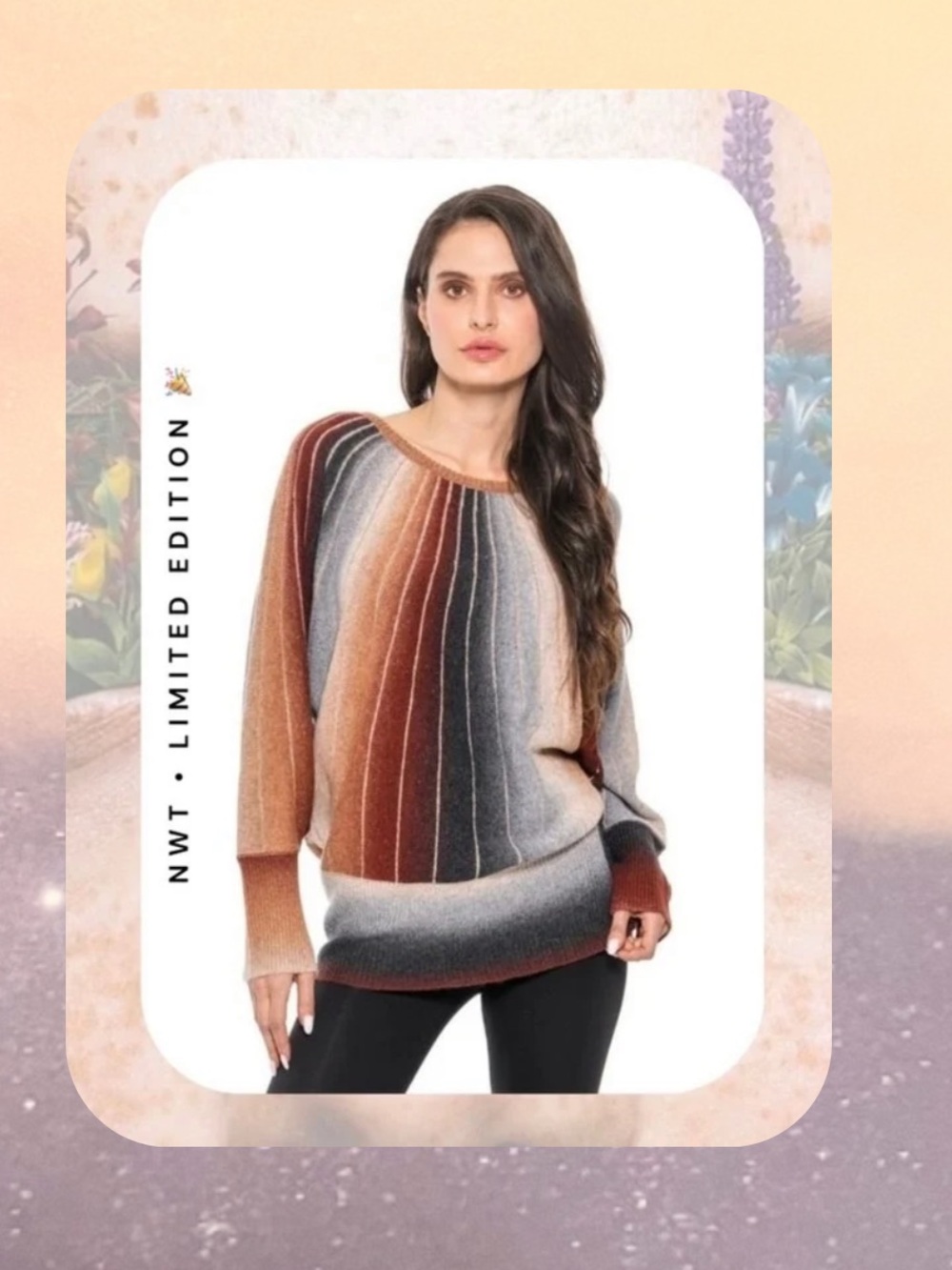π Multicolor Retro Metallic Striped Swirl Dolman Sweater